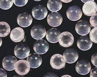Natural Rose Quartz Rose Cut Round Flat Back Calibrated Loose Gemstone. 3mm To 25mm