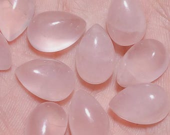 AAA Natural Rose Quartz Pear Cabochon, Calibrated Loose Gemstone
