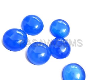 AAA Quality Blue Chalcedony Round Cabochon Flat Back Calibrated Gemstone 6,7,8,9,10MM