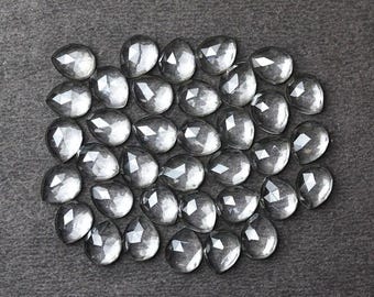 Piedra preciosa de cuarzo cristal natural tallada en forma de pera y rosa, facetada y calibrada, de 3 x 5 mm a 18 x 25 mm.