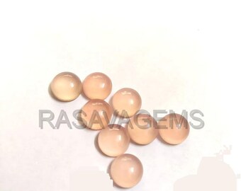 Calcedonio rosa di qualità AAA, cabochon rotondo a fondo piatto, pietra preziosa calibrata da 6, 7, 8, 9, 10 mm