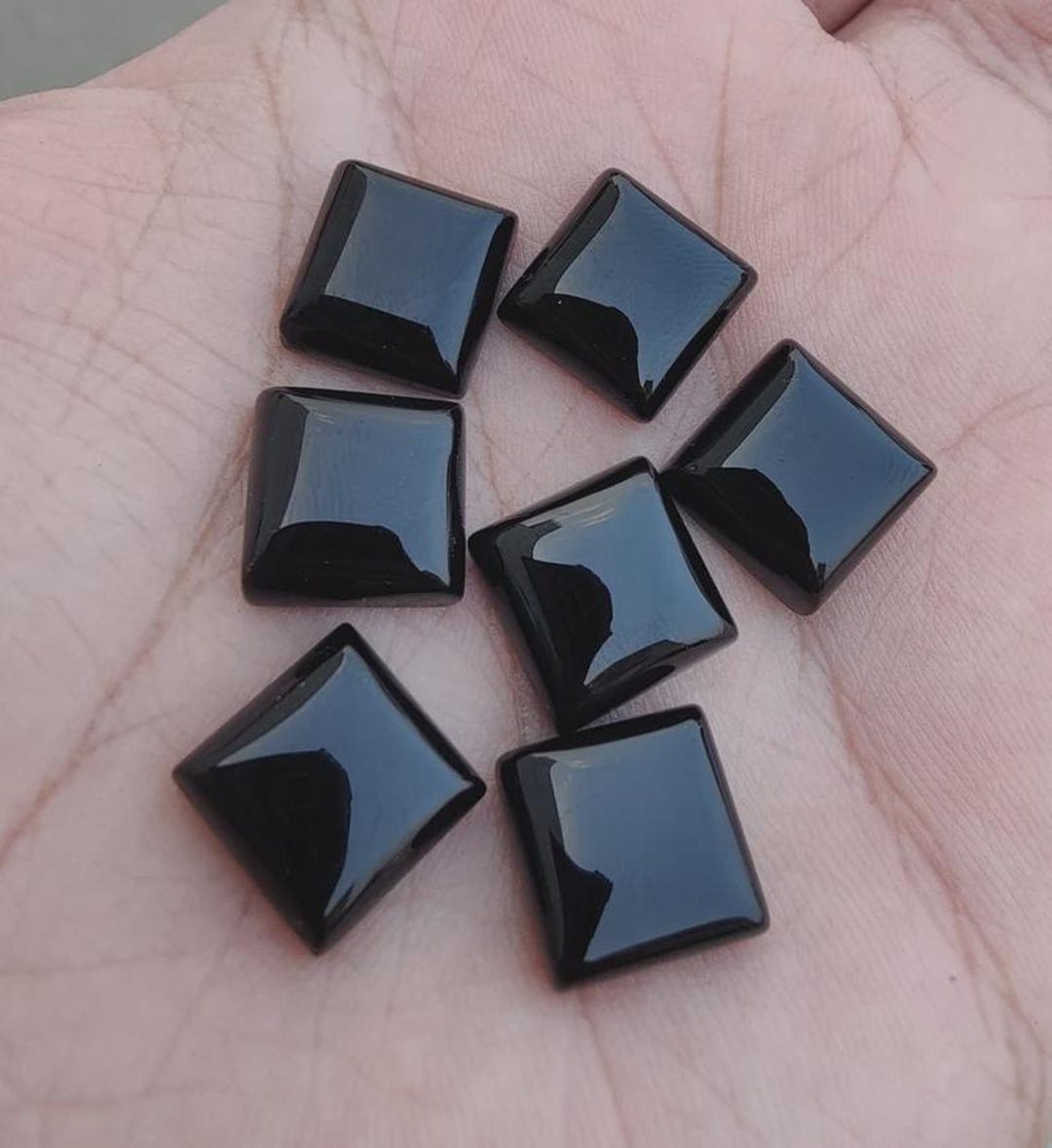 Square Loos Natural Black Onyx Square Loose Calibrated Flat Back Cabochons Gemstone ...