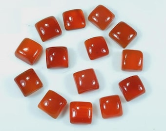 Natural Red Onyx Square Loose Calibrated Flat Back Cabochons Gemstone, 5mm To 10mm.