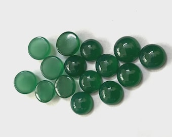 Cabujón redondo de ónix verde natural con base plana, calibrado, 3, 4, 5, 6, 7, 8, 9 y 10 mm