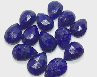 Natural Lapis Lazuli Pear Rose Cut Faceted Gemstone, Calibrated Loose Stone. 3x5mm To 18x25mm.