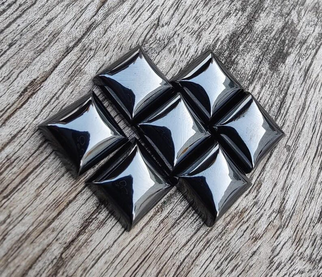 Square Loos Natural Hematite Square Loose Calibrated Flat Back Cabochons Gemstone ...