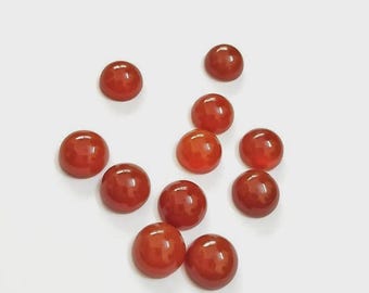 Cabujón redondo de ónix rojo natural con base plana, calibrado, 3, 4, 5, 6, 7, 8, 9 y 10 mm
