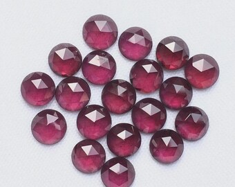 Natural Hyderabad Garnet Rose Cut Round Flat Back Calibrated Loose Gemstone. 3mm To 12mm