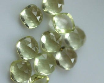 Natural Lemon Quartz Rose Cut Faceted Cushion Gemstone, Calibrated Cushion Flat Back Loose Gemstone For Jewellery, Size - 5 mm To 25 mm.