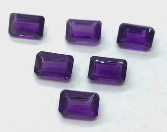 Piedra preciosa de amatista púrpura natural con corte octogonal facetado, piedra preciosa suelta calibrada de alta calidad para joyería, tamaño: 4 x 6 mm a 10 x 12 mm.