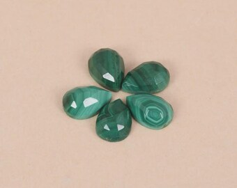 Piedra preciosa natural de malaquita tallada en forma de pera y rosa, facetada y calibrada, suelta. 3 x 5 mm a 18 x 25 mm.