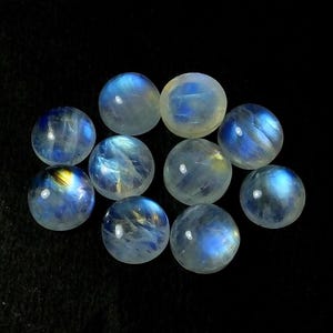Amazing Natural Rainbow Moonstone Round Cabochon Flat Back Calibrated Gemstone 3,4,5,6,7,8,9,10MM