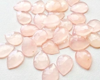 Piedra preciosa de cuarzo rosa natural tallada en forma de pera, facetada y suelta calibrada. 3 x 5 mm a 18 x 25 mm.