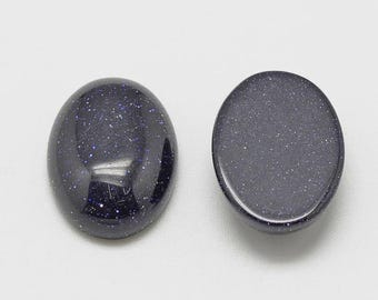 AAA Blue Goldstone Oval Cabochon, Calibrated Loose Gemstone, 3x5mm to 18x25mm.