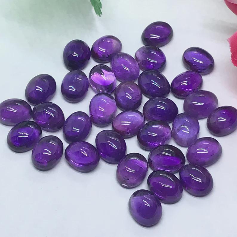 Lot D'améthystes Africaines Naturelles - 7x5mm Ovale, Coupe Excellente, Violet Intense - En Vrac Calibré
