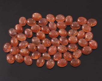 AAA natürlicher oranger Sonnenstein Oval Cabochon, kalibrierter loser Edelstein