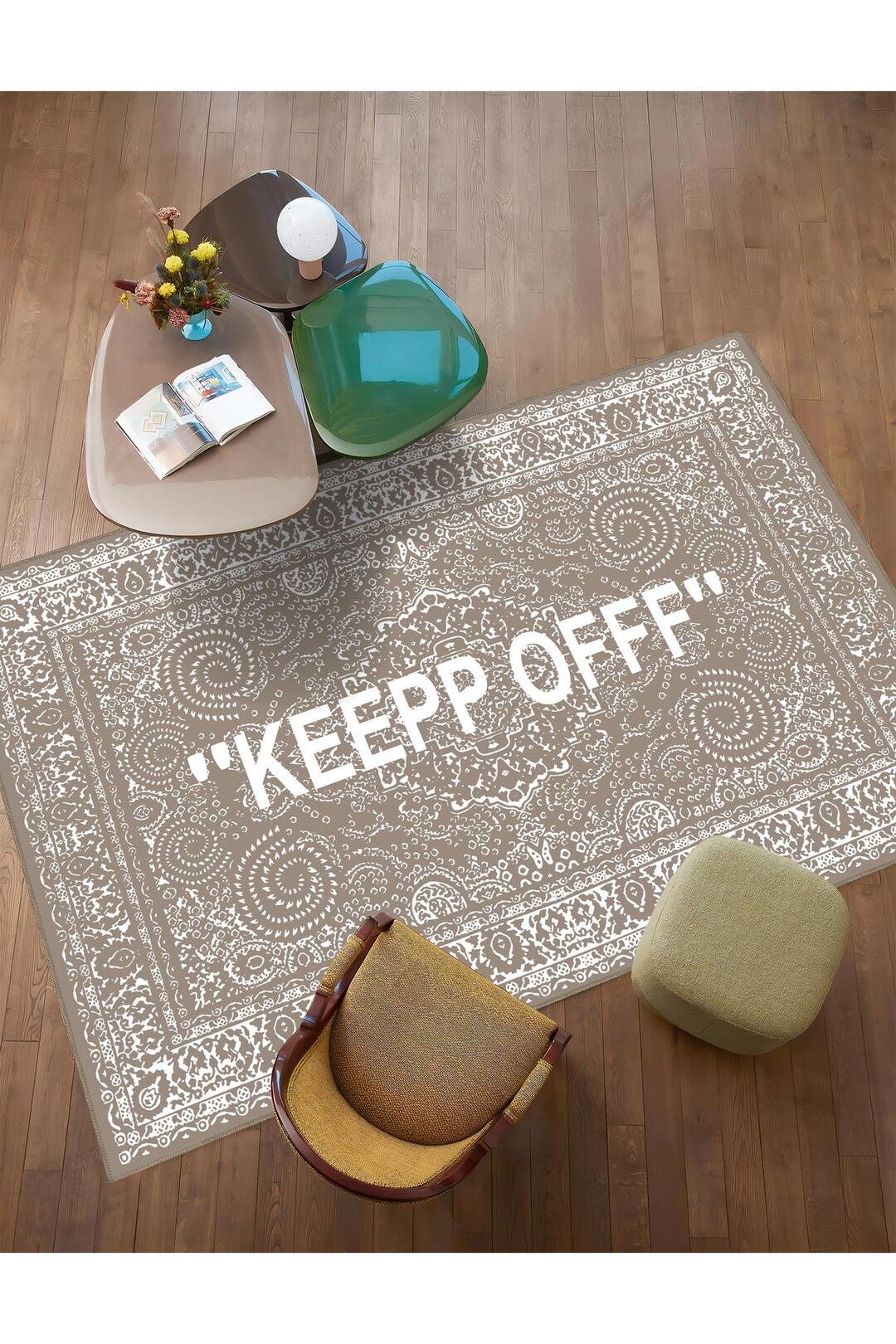 KEEP OFF Beige Modern Classic Rug, Washable Anti-allergic Area Rug - Etsy