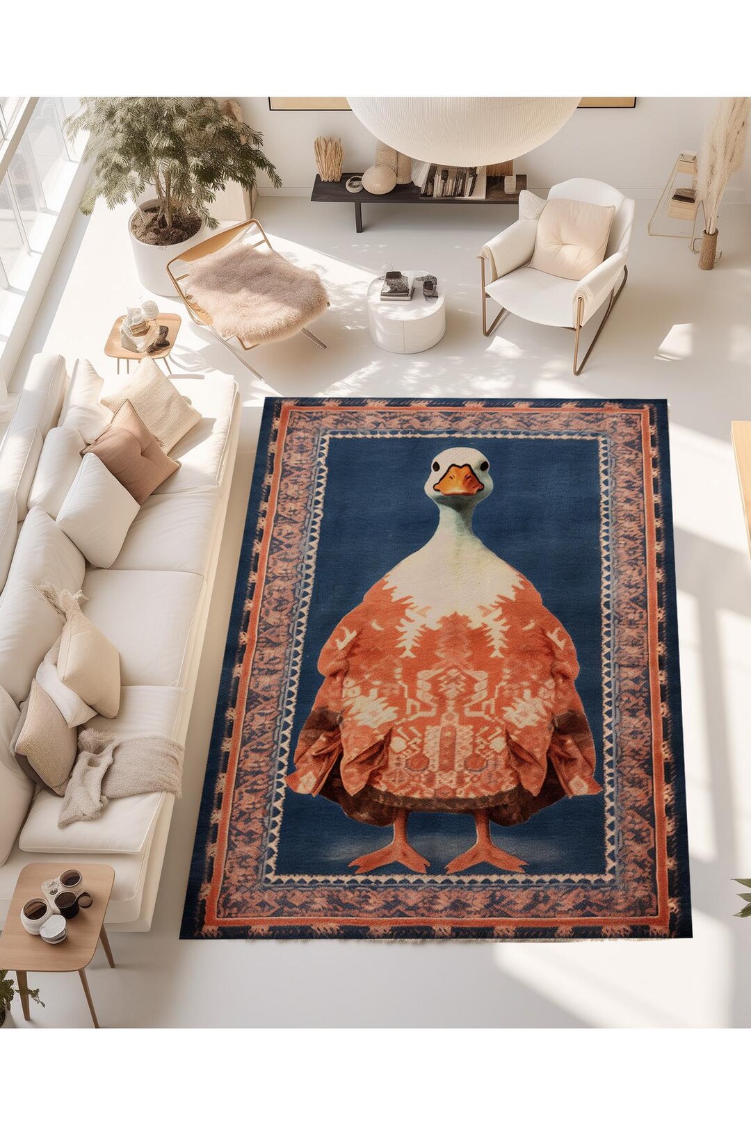 Surreal Duck Pattern Woven Base Rug - Etsy