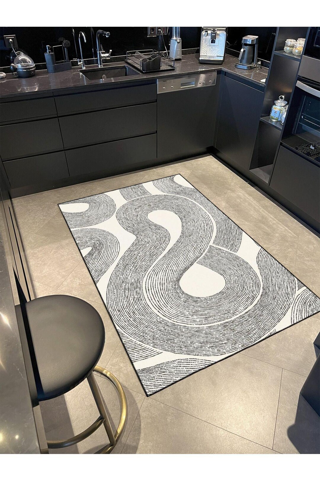 Wavy Checker Pattern Rug Wavy Patterned Rug With Woven Base - Etsy