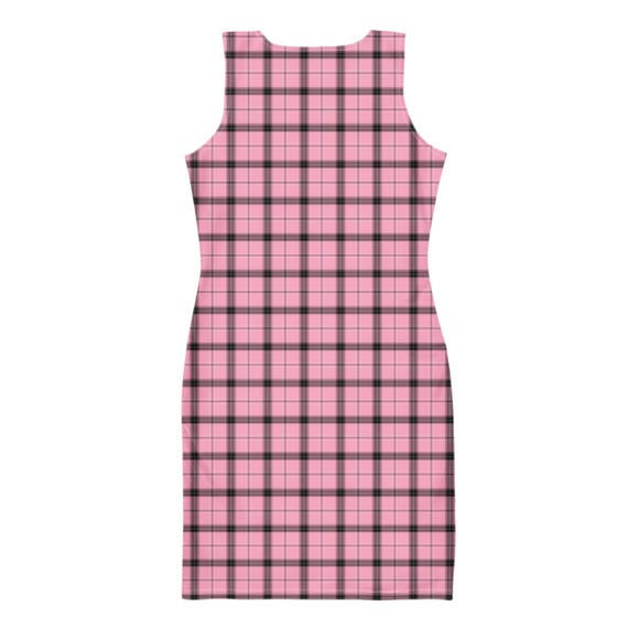 Pink Plaid Bodycon Dress, Tartan Mini Dress, Preppy Y2K Outfit, Coquette Fashion, Cute Checkered Dress