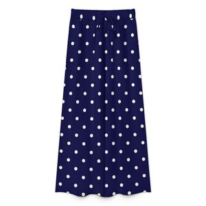 Pantaloni a pois da donna, pantaloni da casa a gamba larga con tasche, pantaloni palazzo, stampa a pois neri o blu navy, pantaloni estivi casual immagine 10