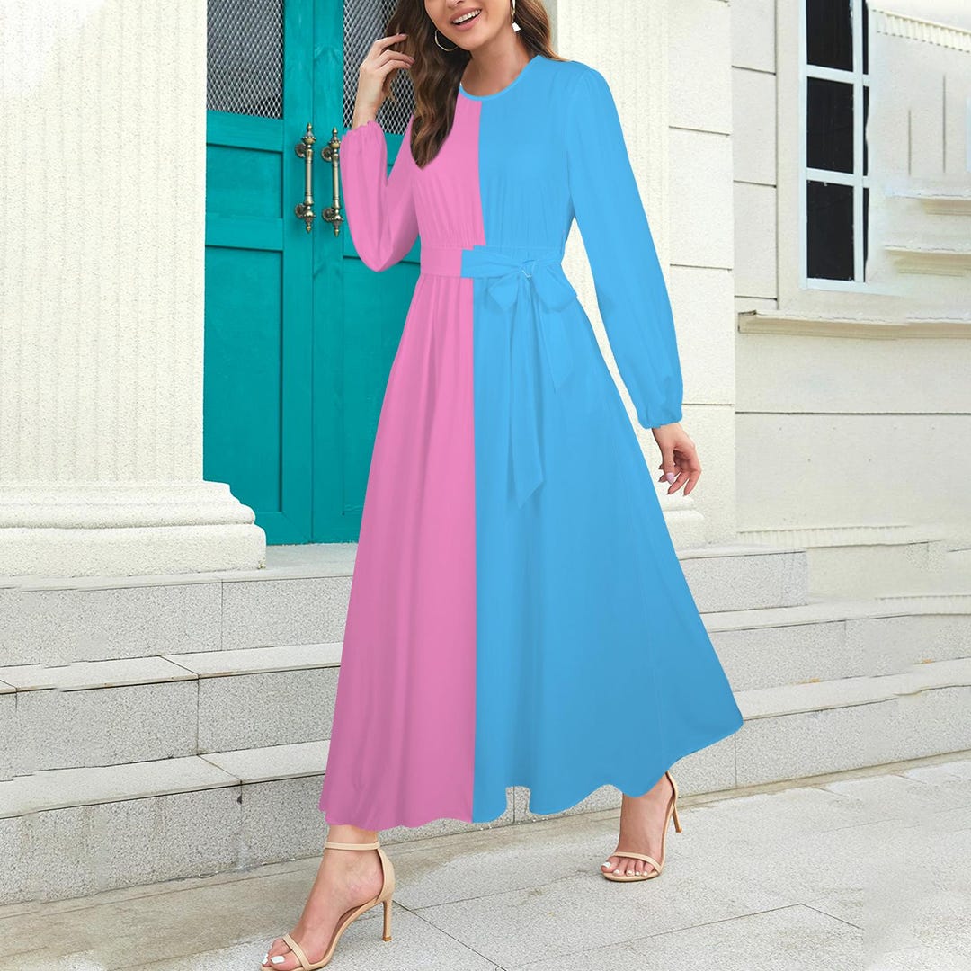 blue dress pink flowers Adrianna Papell Floral Chiffon A-line Midi Dress With Cap Sleeves