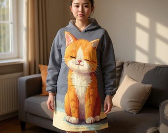 Kids Cat Print Hoodie Blanket: Soft Flannel, Cozy Winter Gift