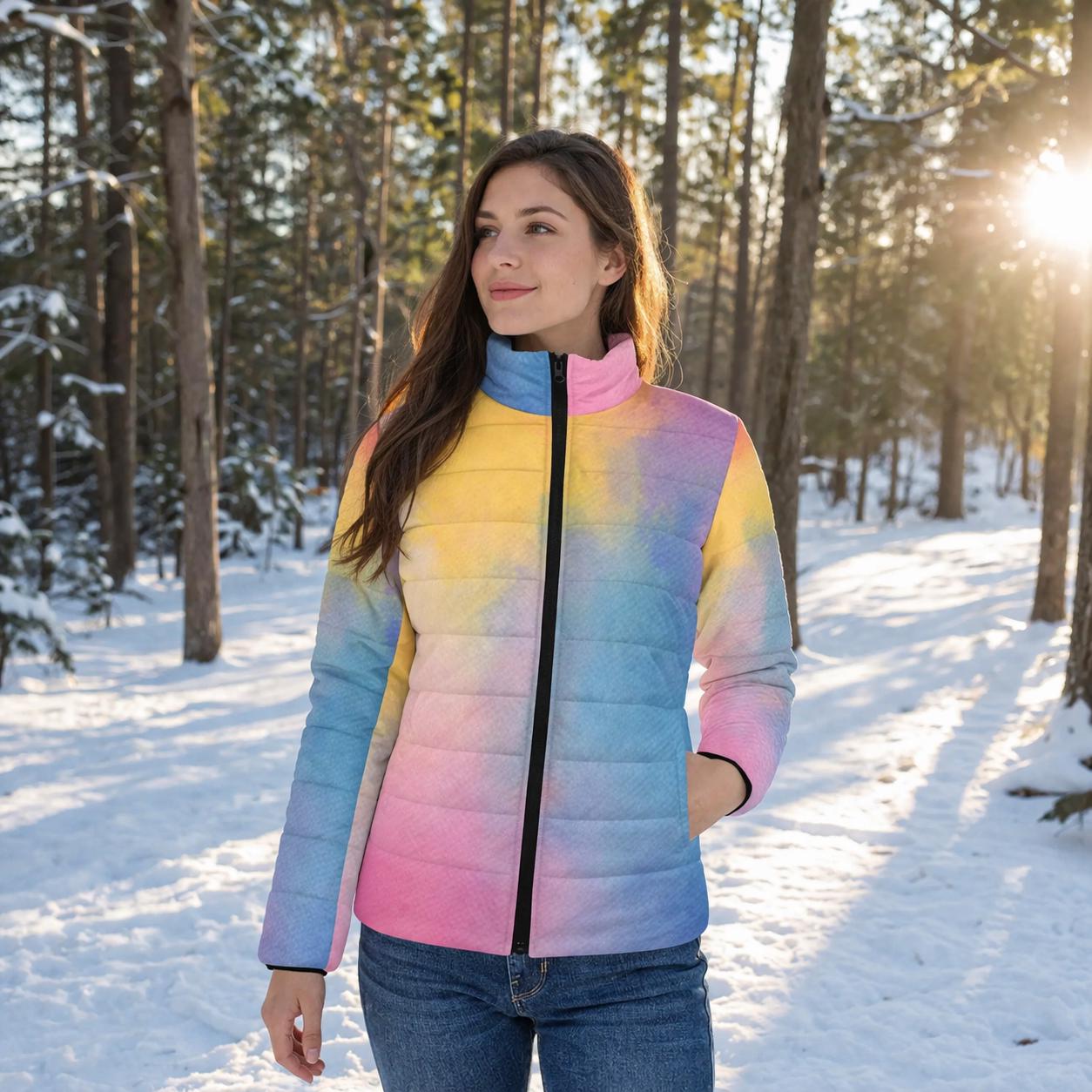 Rainbow Ombre Quilted Padded Jacket: Colorful Winter Outerwear - Etsy