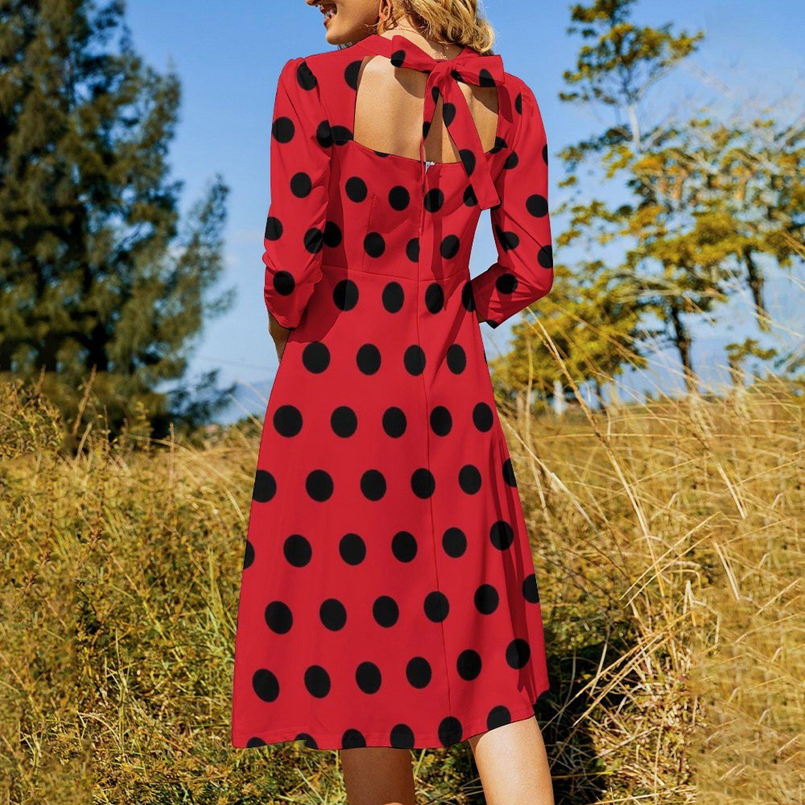 Red Black Polka Dots Dress - Etsy Canada