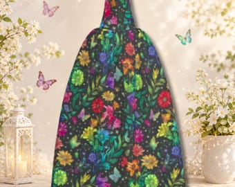 Rainbow Floral Hooded Cape, Pride Butterfly Cloak, LGBTQ Festival Costume, Colorful Garden Fantasy Cape, Parade Outfit