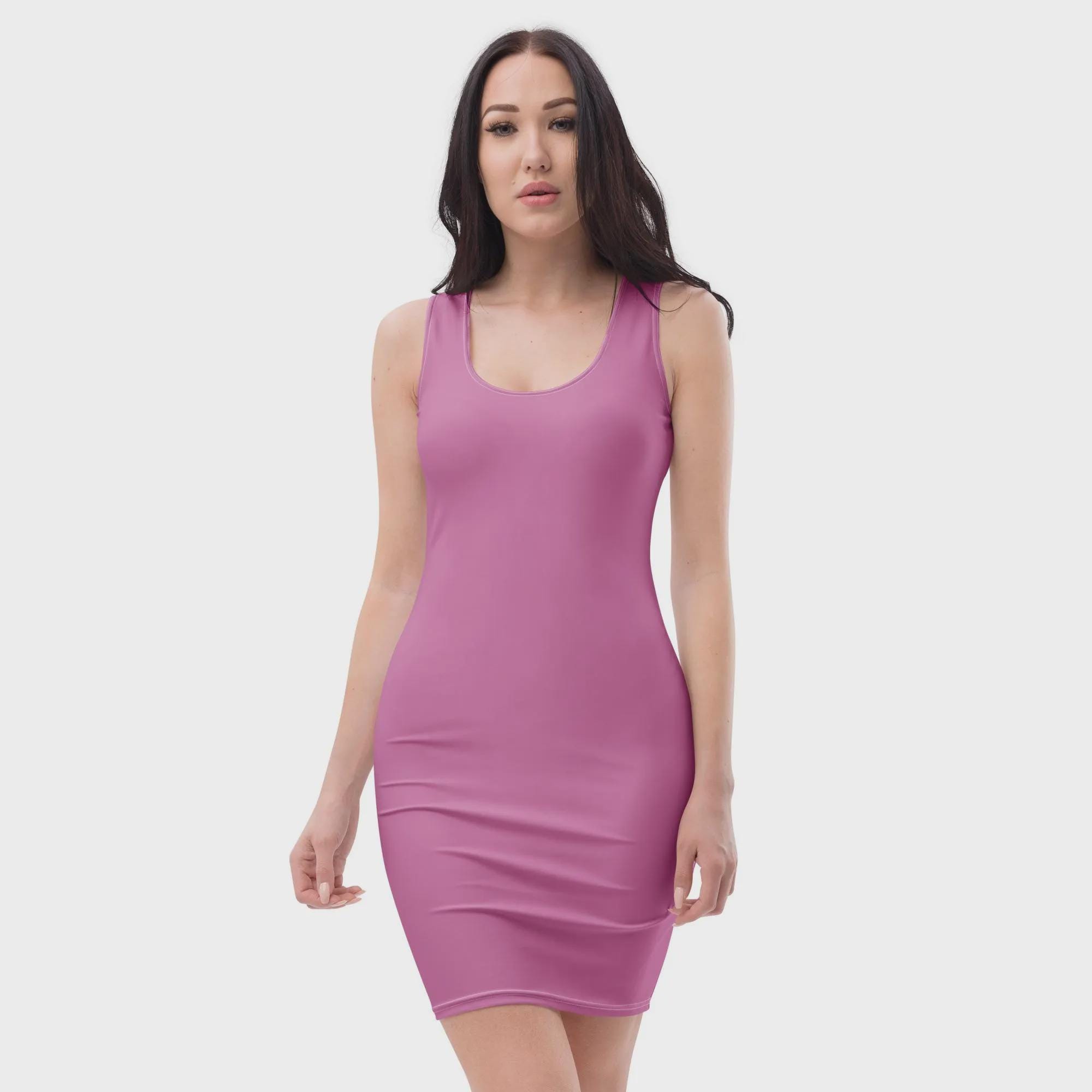 Pink Purple Bodycon Dress, Sleeveless Mini Dress, Hot Pink and Lilac Fitted Dress, Barbiecore Outfit for Women
