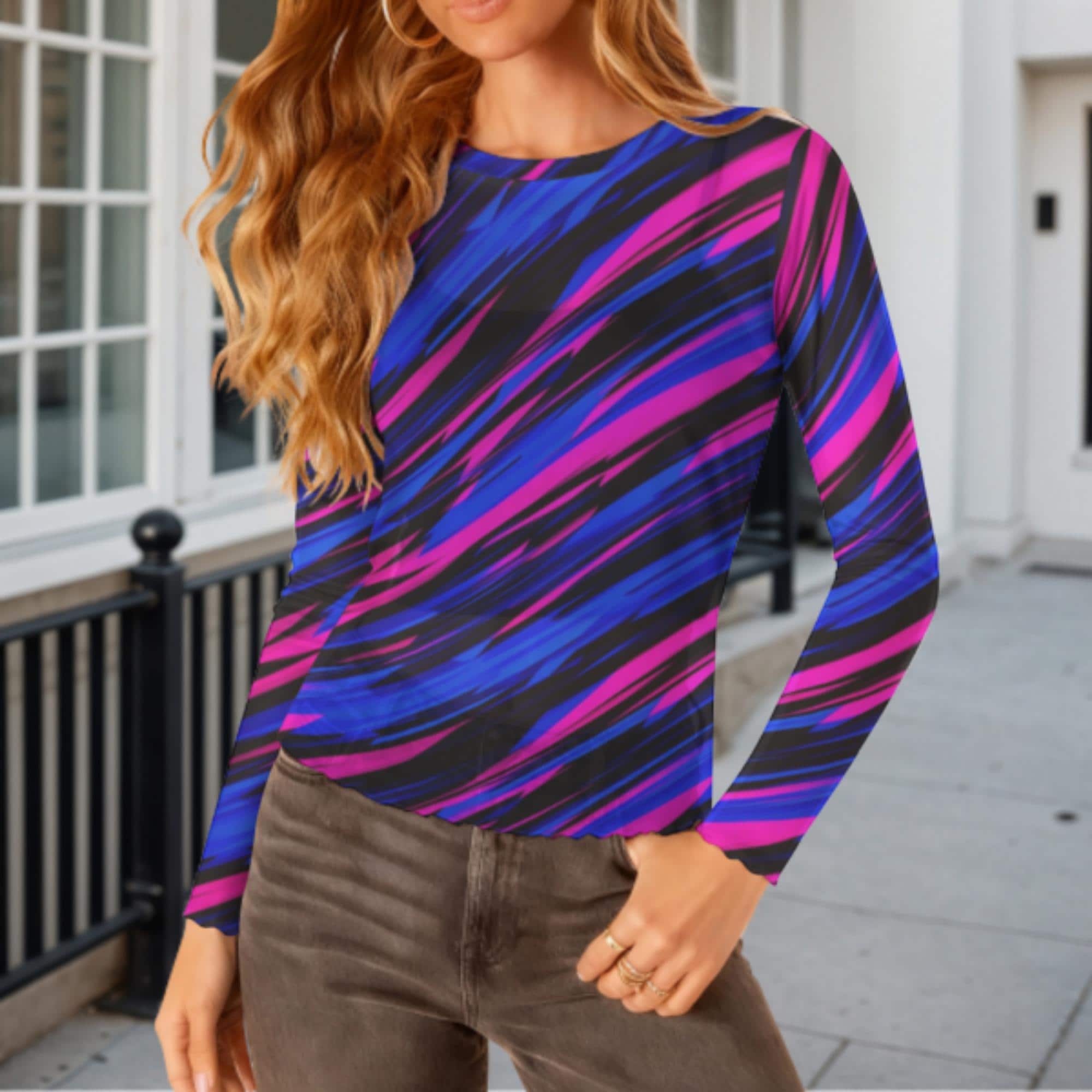 カットソー(長袖/七分) CLANE  COLOR LINE SHEER LONG SLEEVE TOPS CLANE（クラネ）の「COLOR LINE SHEER LONG SLEEVE TOPS（シャツ