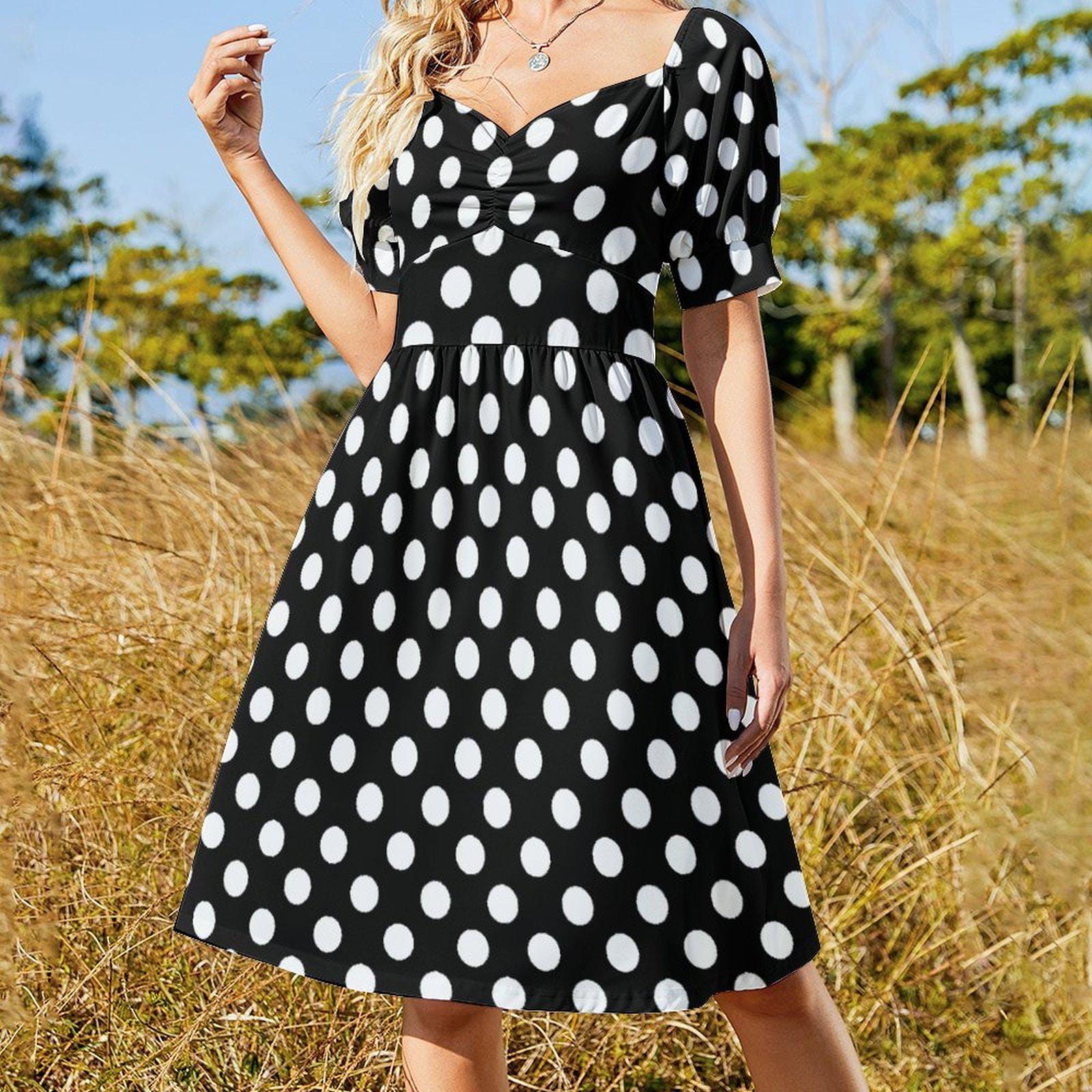 Polka Dot Puff Sleeve Dress - Etsy Polka Dot Puff Sleeve Dress - Etsy