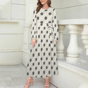 grey and white polka dot dress L / Grey Polka Dot