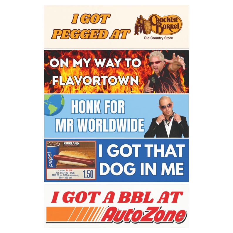 10" x 3" Funny Bumper Magnets | Mr Worldwide, Cracker Barrel, Autozone, Guy Fieri, Costco Parody Humor | Bumper Sticker Alternative image 1
