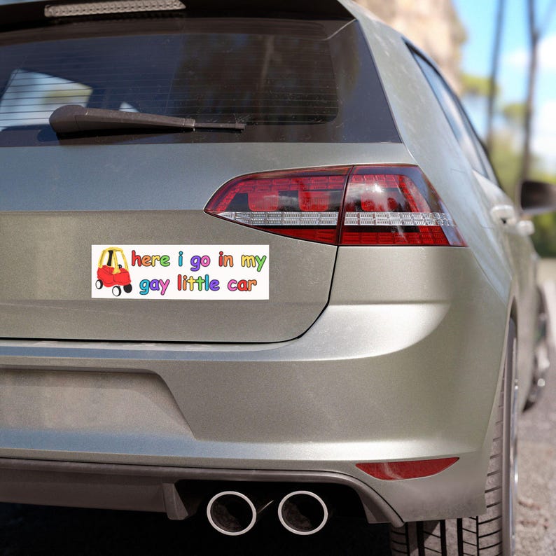 10" x 3" Funny Gay Little Car Bumper Magnet, Pride Merch, Funny Car Accessories, Funny Car Magnet, Funny Bumper Sticker Alternative image 2