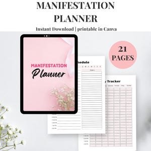 Digital Manifestation Planner Printable | Law of Attraction Journal, Vision Board, Goal Setting & Affirmation Workbook