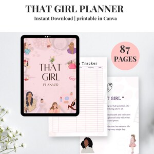 Digital That Girl Planner Printable | Aesthetic Daily Routine Organizer, Self Care Journal, Wellness & Productivity Planner