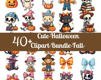 Pacchetto di graziosi clipart di Halloween / Grafica PDF PNG kawaii