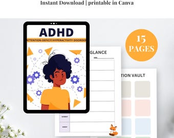 Digital ADHD Planner Printable | Focus Organizer, Time Blocking, Routine Tracker & Productivity Journal PDF