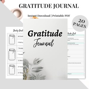 Digital Gratitude Journal Printable | Daily Reflection, Self Care & Mindfulness Journal, Positive Affirmation PDF