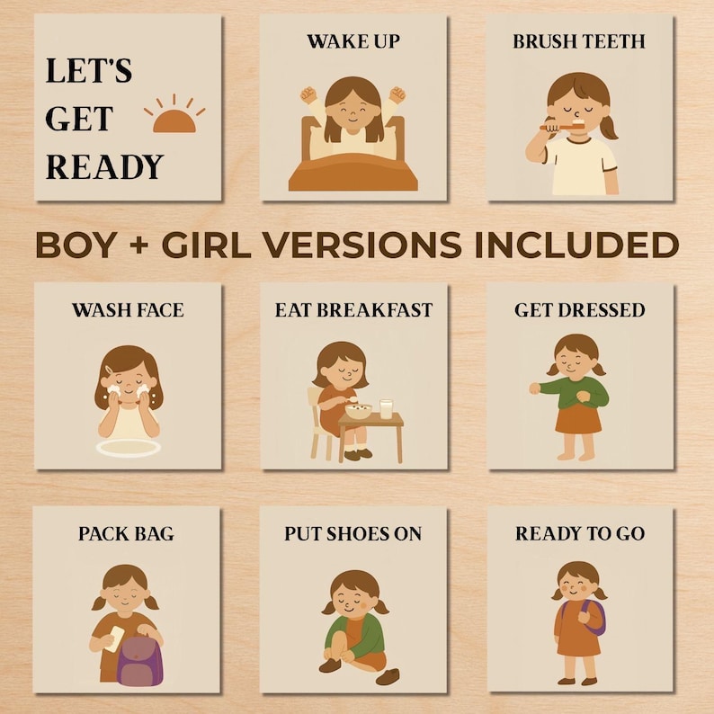 Girl Daily Routine Chart.pdf Toddler Morning Routine Chart Printable | Montessori Visual Schedule ...