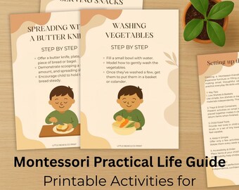 Toddler Practical Life Activities | Montessori Printable Guide | Independence Skills, Fine Motor Practice | Home Routine Ideas