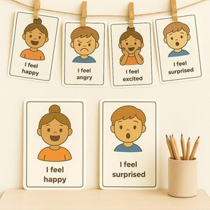 Emotions & Feelings Cards for Kids – Printable Emotion Flashcards | Calm Down Corner, Montessori Emotional Learning, Preschool SEL Resource