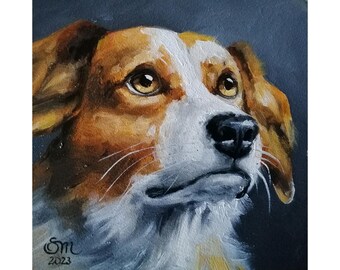 Dog Original Oil Painting Pet Portrait Custom Art