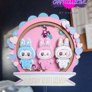 Labubu shaker birthday cake topper