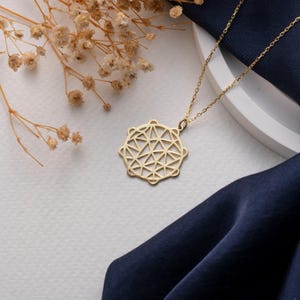 14K Gold Plated Flower of Life Necklace: Sacred Geometry Pendant, Spiritual Jewelry, Yoga Jewelry