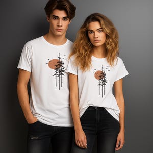 Organic Cotton Forest Sunset T-Shirt: Eco-Friendly Nature Tee