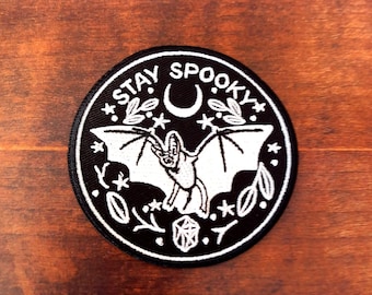 Stay Spooky Bat Patch: Iron-On Witchy Goth Applique