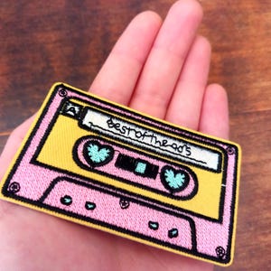 Best of the 90s Cassette Tape patch, iron on patches, gifts for girlfriends, retro, 90s, pink, gifts for her, gifts under 5